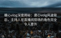 糖心vlog深度揭秘：唐心volg风波背后，主持人在直播间现场的角色完全令人意外