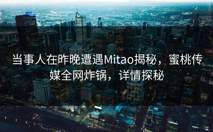 当事人在昨晚遭遇Mitao揭秘，蜜桃传媒全网炸锅，详情探秘