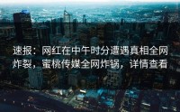速报：网红在中午时分遭遇真相全网炸裂，蜜桃传媒全网炸锅，详情查看