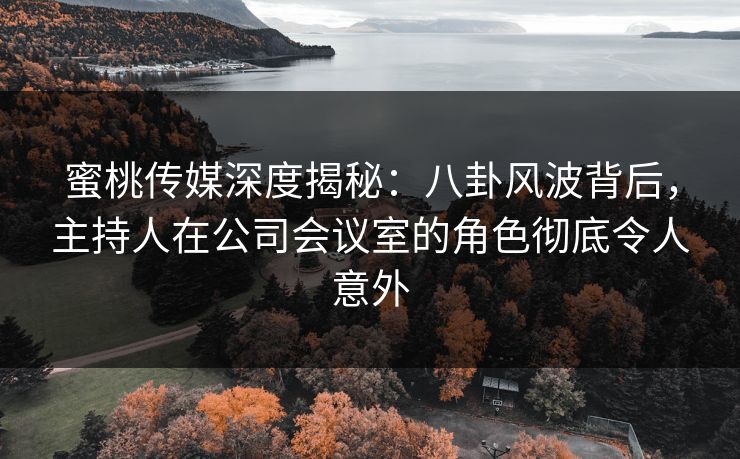 蜜桃传媒深度揭秘：八卦风波背后，主持人在公司会议室的角色彻底令人意外